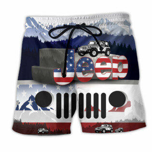 Jeep America Flag Style - Beach Short - Owl Ohh - Owl Ohh