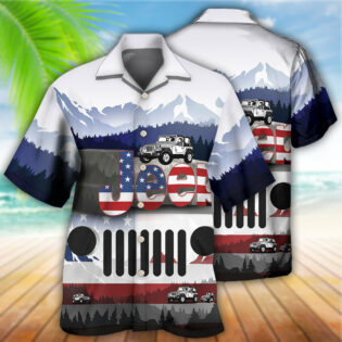 Jeep Mountain America Flag Style - Hawaiian Shirt - Owl Ohh - Owl Ohh