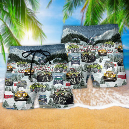 Jeep Party Merry Christmas Night - Beach Short - Owl Ohh - Owl Ohh
