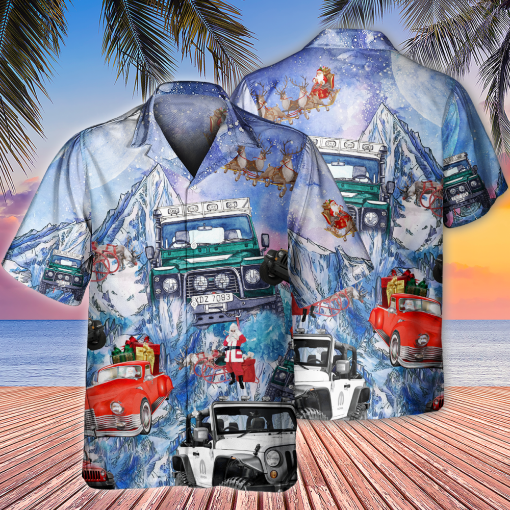 Jeep Reindeer Flying Into Galaxy - Hawaiian Shirt - Owl Ohh - Owl Ohh