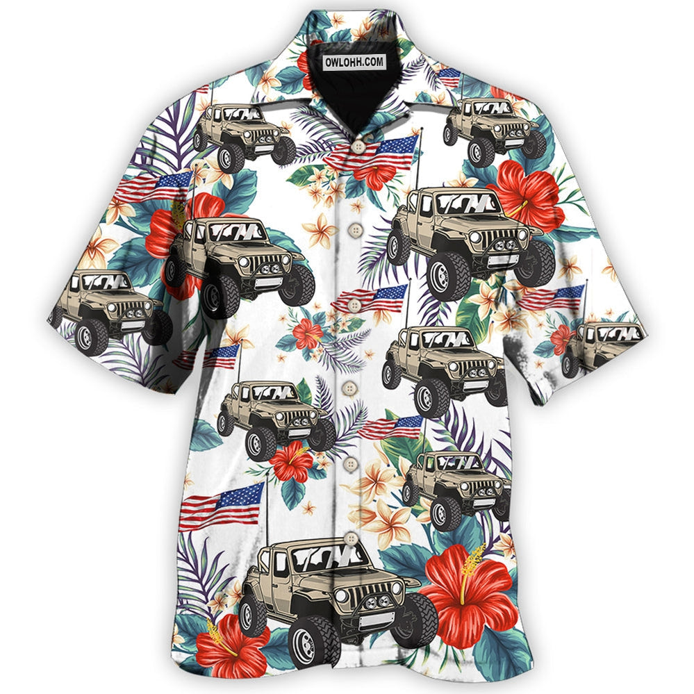 Jeep Independence Day Flower Style - Hawaiian Shirt - Owl Ohh - Owl Ohh