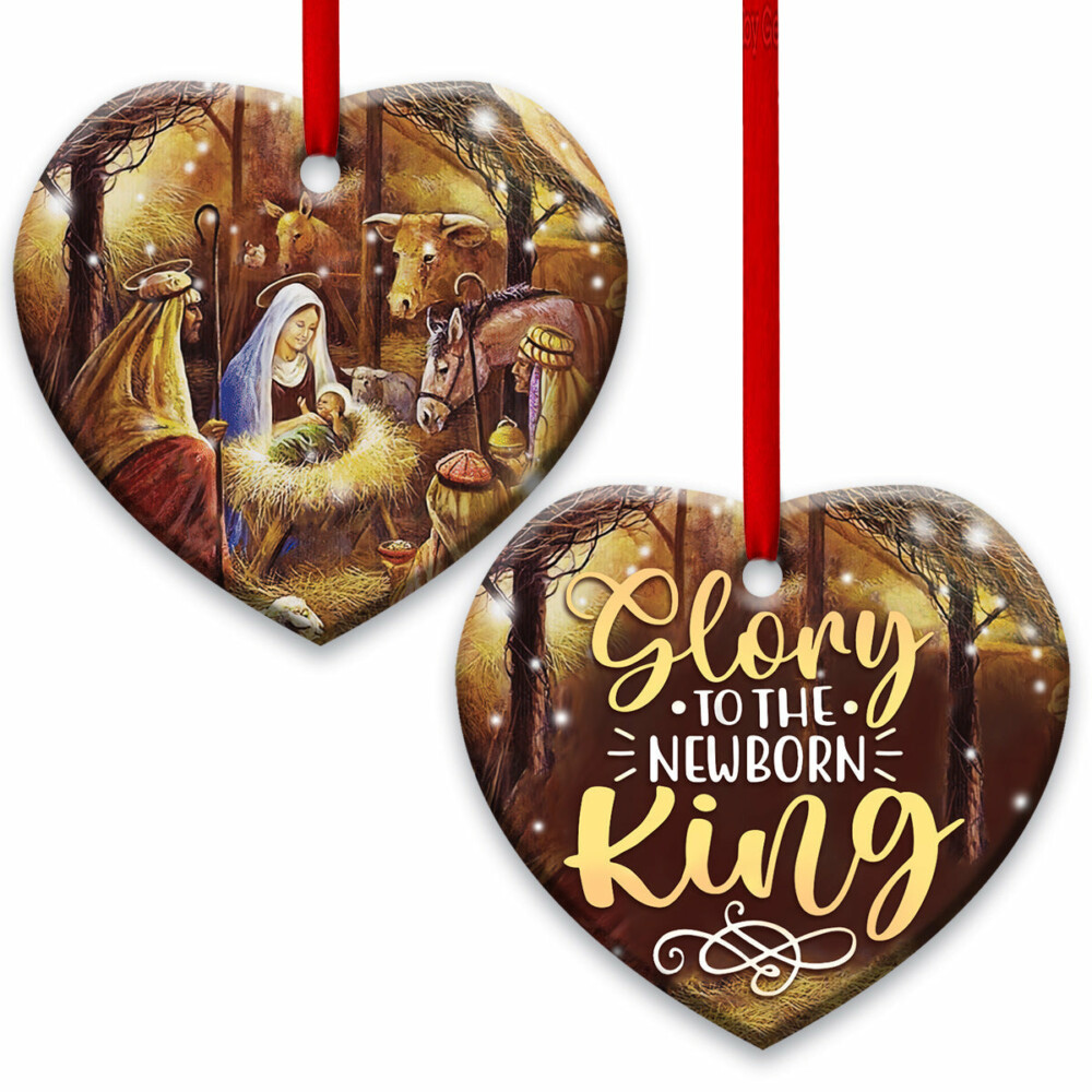 Jesus Glory To The New Born King - Heart Ornament - Owl Ohh - Owl Ohh