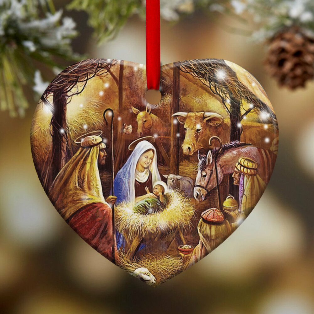 Jesus Glory To The New Born King - Heart Ornament - Owl Ohh - Owl Ohh