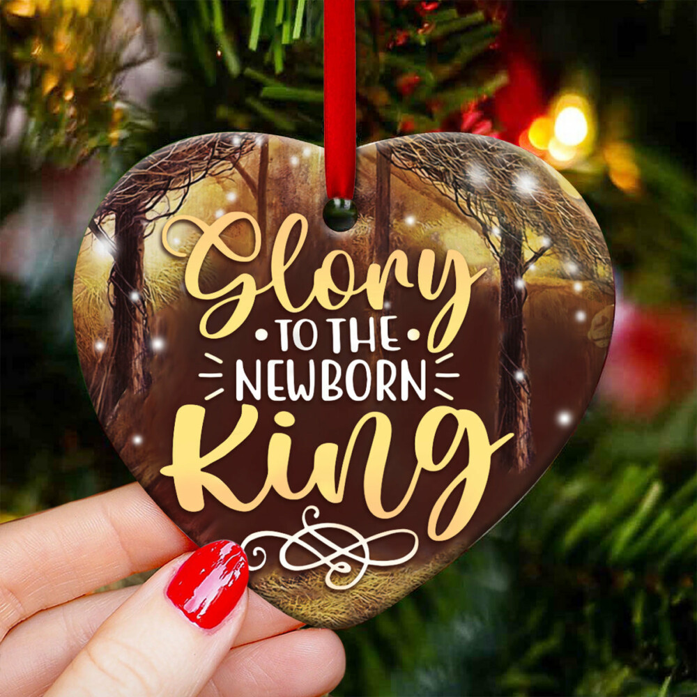 Jesus Glory To The New Born King - Heart Ornament - Owl Ohh - Owl Ohh