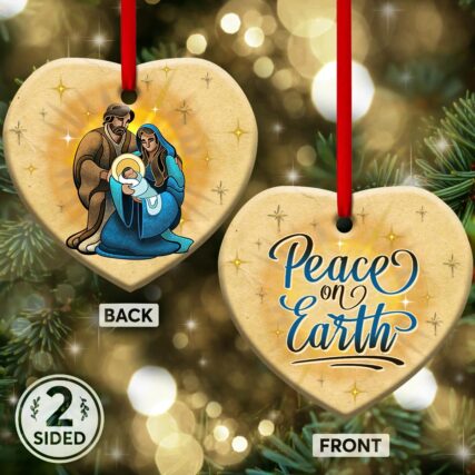 Jesus Peace On Earth - Heart Ornament - Owl Ohh - Owl Ohh