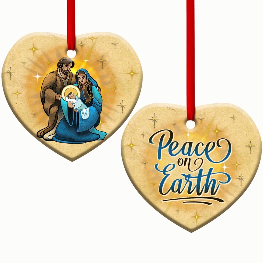 Jesus Peace On Earth - Heart Ornament - Owl Ohh - Owl Ohh