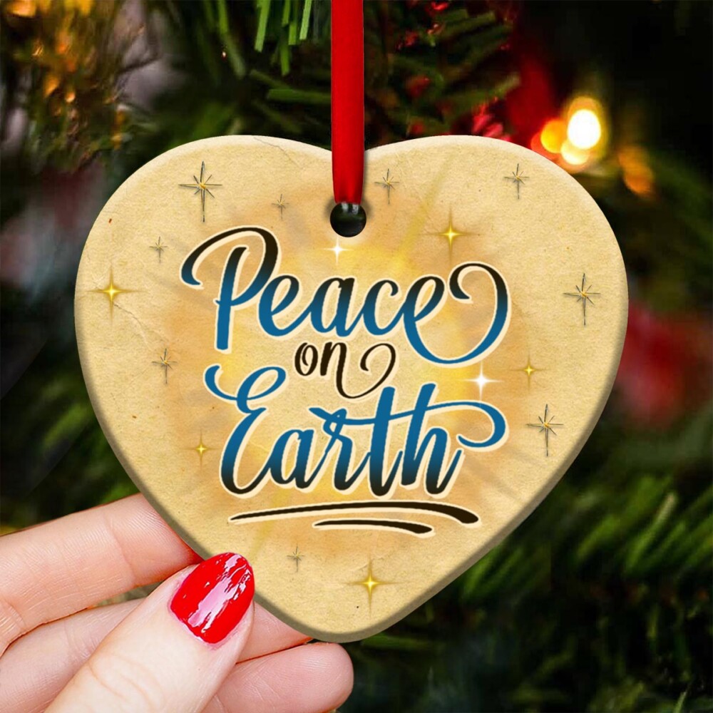 Jesus Peace On Earth - Heart Ornament - Owl Ohh - Owl Ohh
