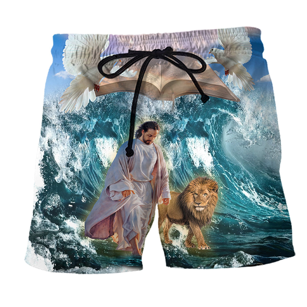 Jesus And Lion Amazing Style - Beach Short - Owl Ohh - Owl Ohh