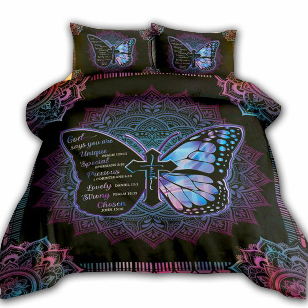 Jesus Buterfly God Say You Are Mandala Dark - Bedding Cover - Owl Ohh - Owl Ohh