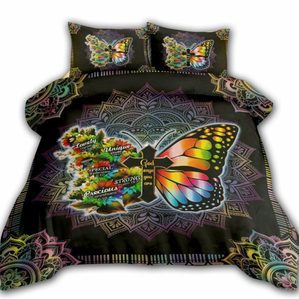 Jesus Butterfly God Say You Are Mandala Color - Bedding Cover - Owl Ohh - Owl Ohh