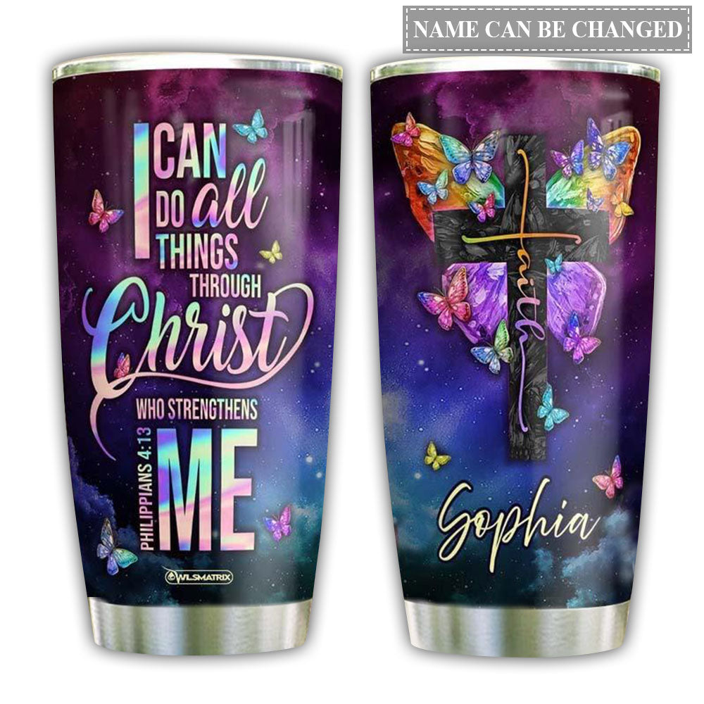 Jesus Faith Butterfly Personalized - Tumbler - Owl Ohh - Owl Ohh