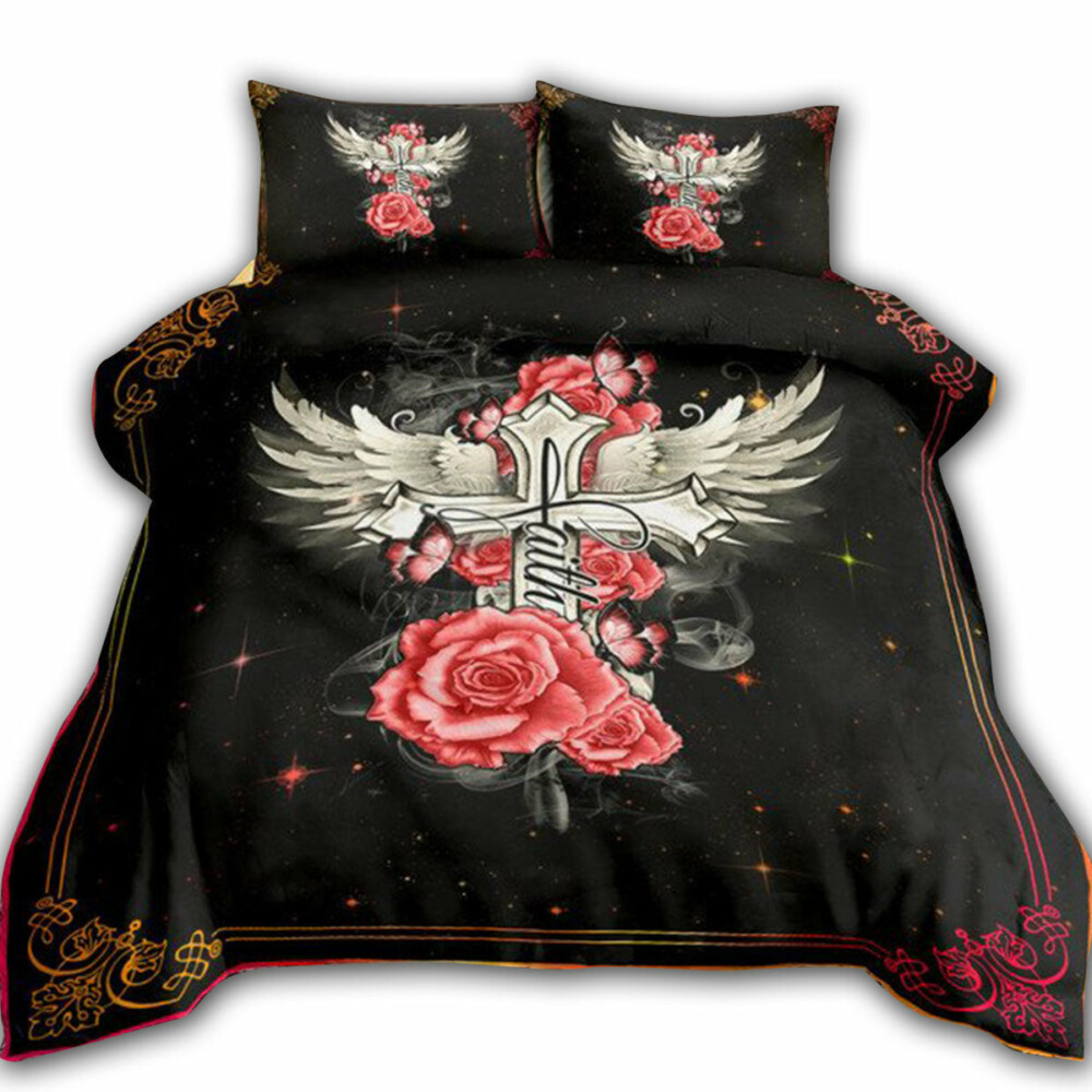 Jesus Faith Rose Butterfly - Bedding Cover - Owl Ohh - Owl Ohh