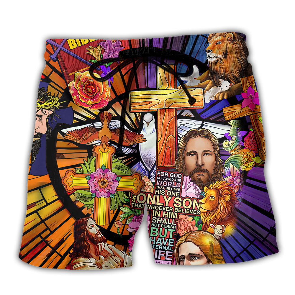 Jesus Lion And Flowers Color - Beach Short - Owl Ohh - Owl Ohh