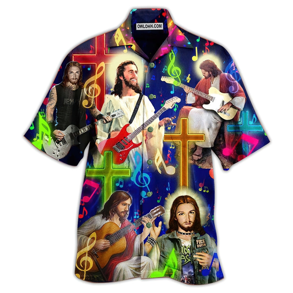 Guitar Jesus Love Guitar - Hawaiian Shirt - Owl Ohh - Owl Ohh