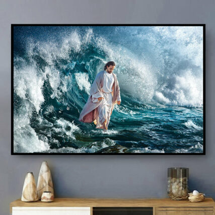 Jesus Walk The Waves - Horizontal Poster - Owl Ohh - Owl Ohh