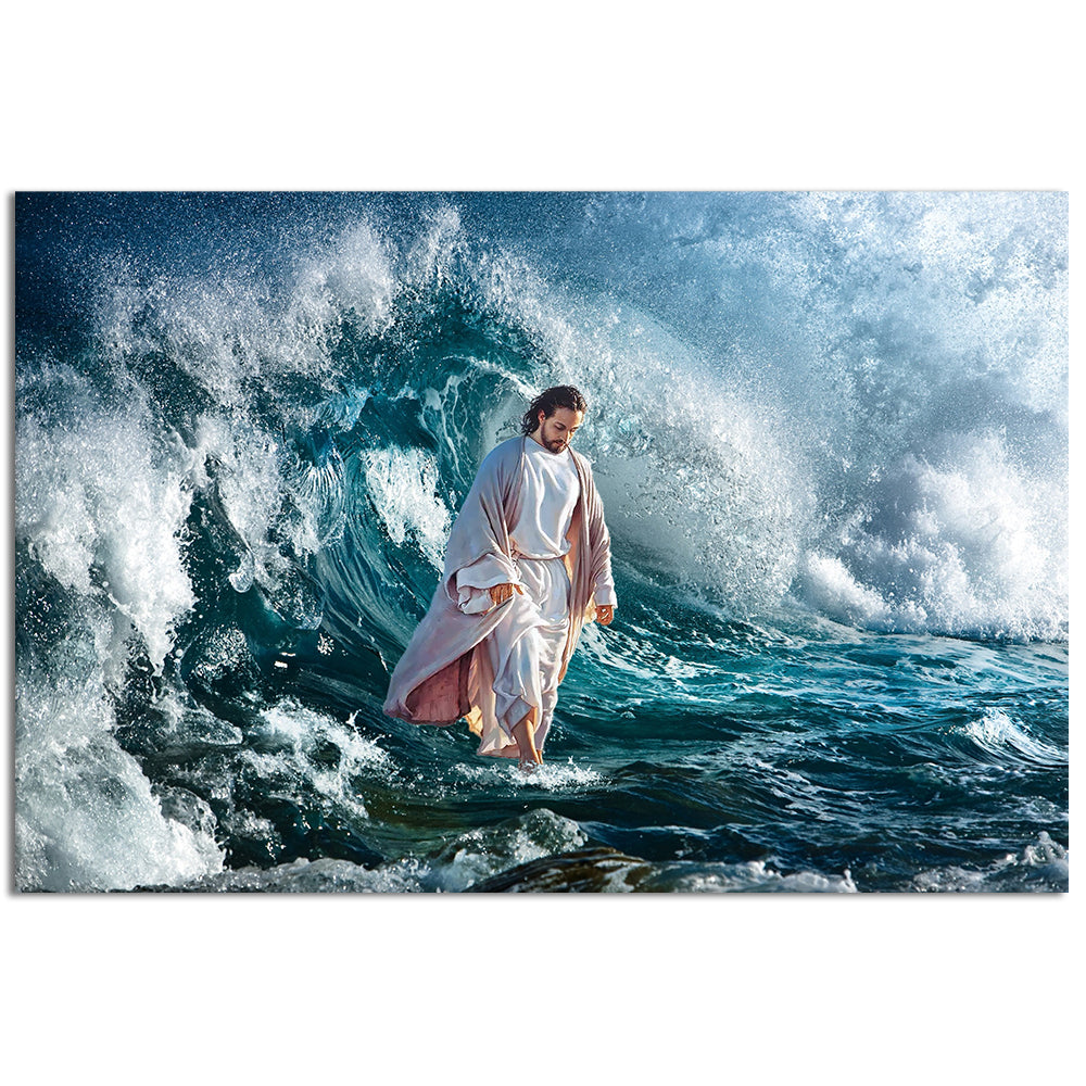 Jesus Walk The Waves - Horizontal Poster - Owl Ohh - Owl Ohh