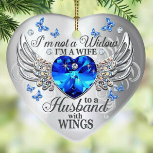 Butterfly My Husband Has Wings - Heart Ornament - Owl Ohh - Owl Ohh