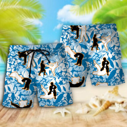 Ju Jitsu Make Me Strong Tropical Floral - Beach Short - Owl Ohh - Owl Ohh