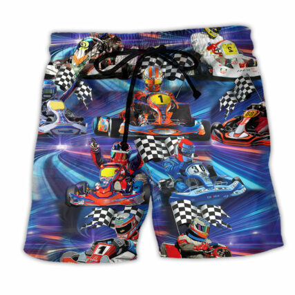 Kart Racing Go Kart Or Go Home Blue - Beach Short - Owl Ohh - Owl Ohh