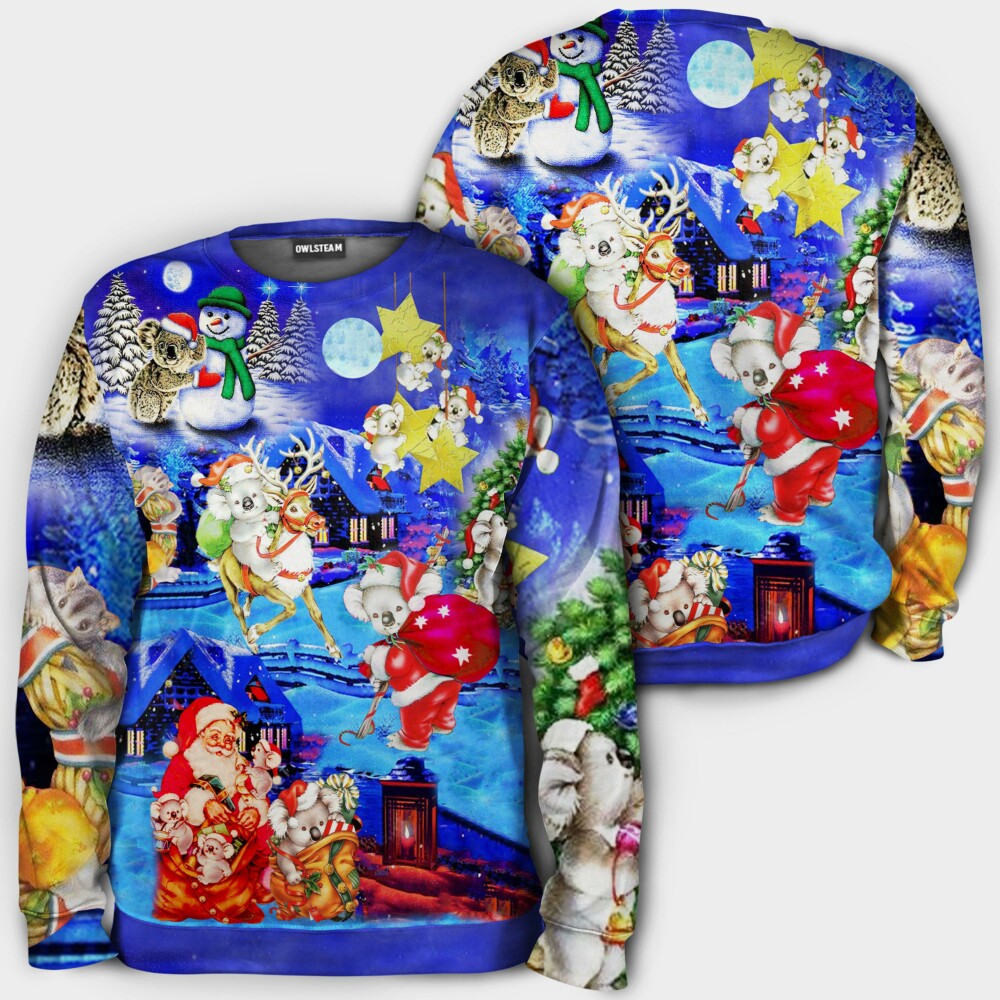Christmas santa koala brings gifts - Hoodie - HOOD04NVC040921