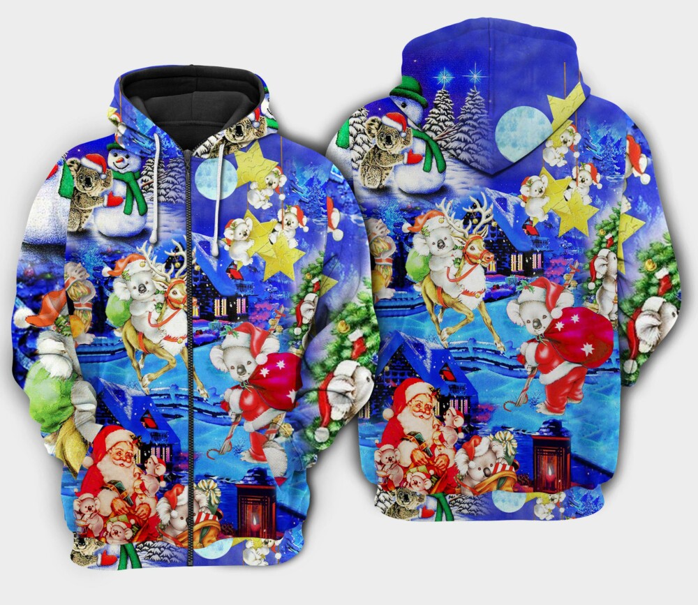 Christmas santa koala brings gifts - Hoodie - HOOD04NVC040921