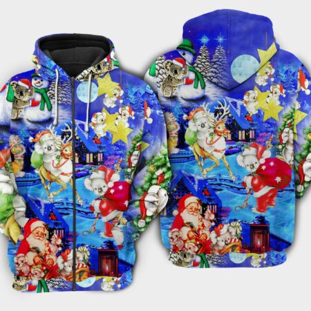 Christmas santa koala brings gifts - Hoodie - HOOD04NVC040921