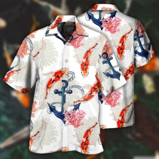 Fish Koi Fish Anchor Coral - Hawaiian Shirt - Owl Ohh - Owl Ohh