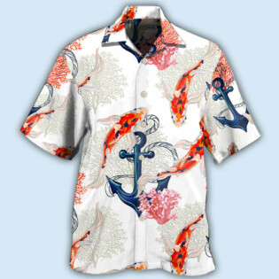 Fish Koi Fish Anchor Coral - Hawaiian Shirt - Owl Ohh - Owl Ohh