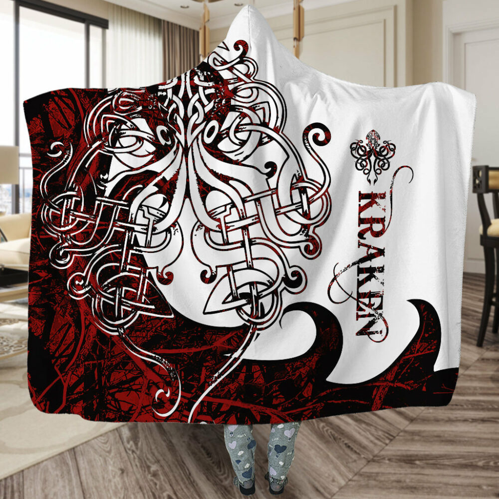 Viking Kraken Legend Red And White Cool Style - Hoodie Blanket - Owl Ohh - Owl Ohh