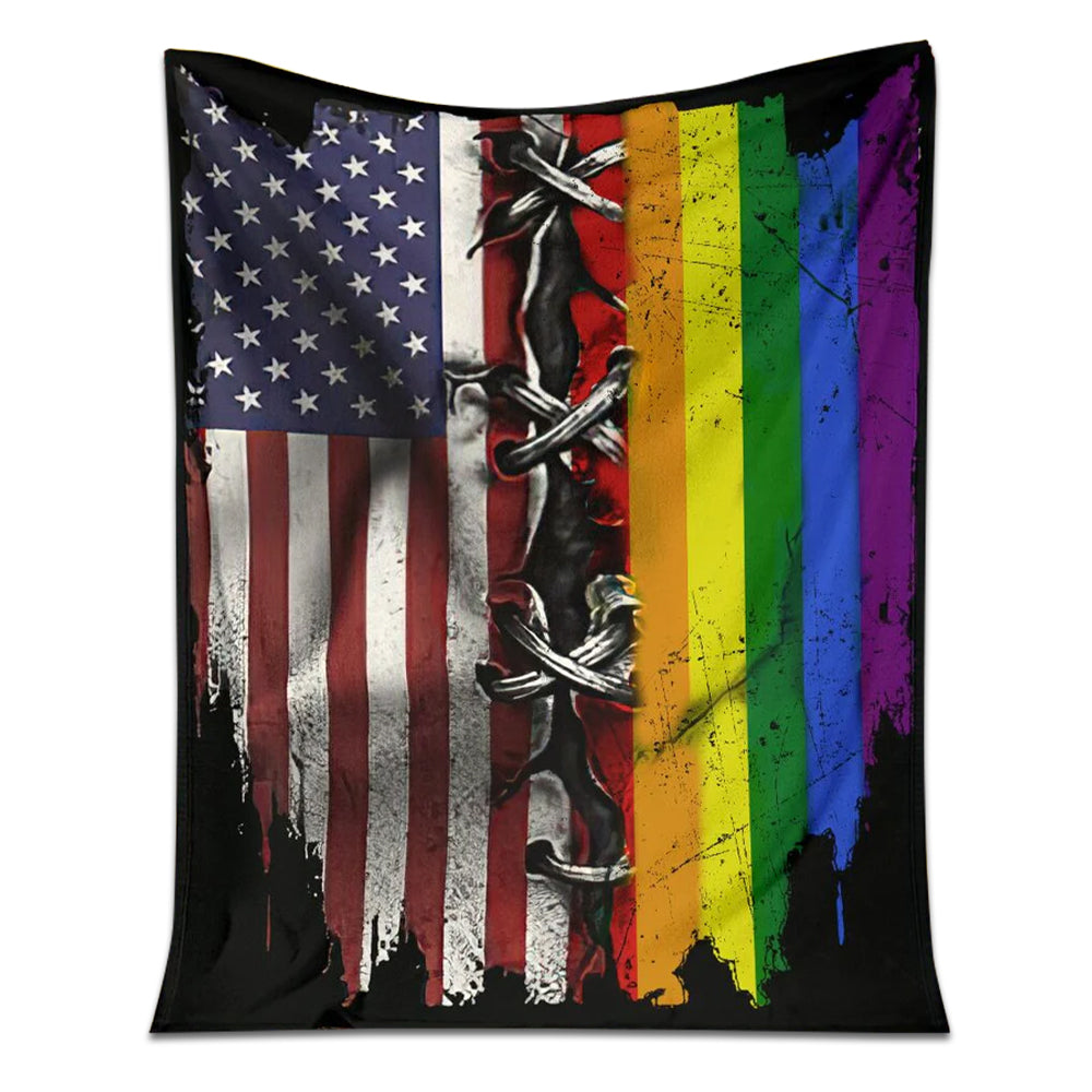 LGBT Rainbow American Independence Day - Flannel Blanket - Owl Ohh - Owl Ohh