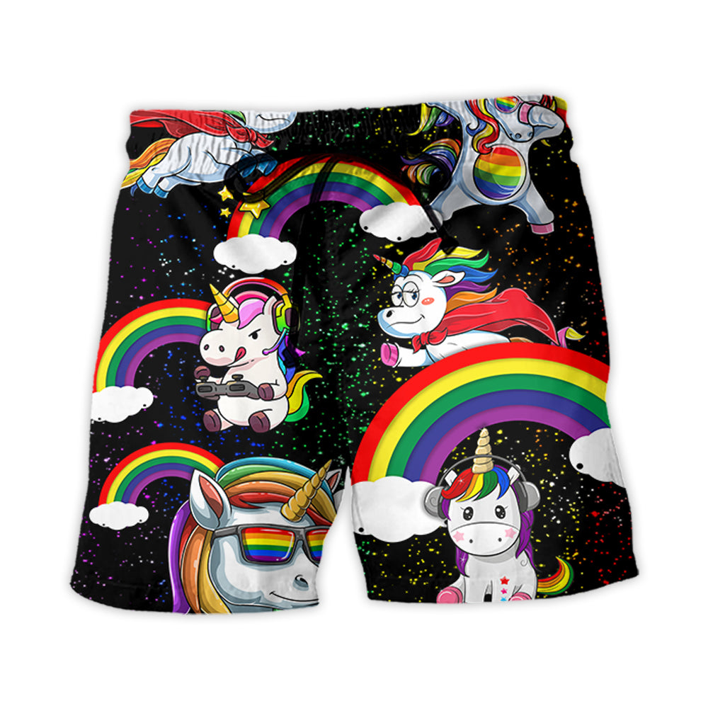 LGBT Unicorn Funny Style - Beach Short - Owl Ohh - Owl Ohh