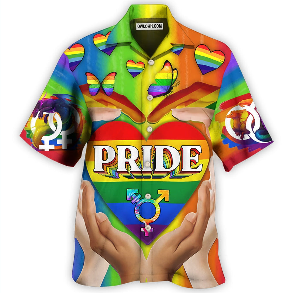 LGBT Pride Love Heart Style - Hawaiian Shirt - Owl Ohh - Owl Ohh