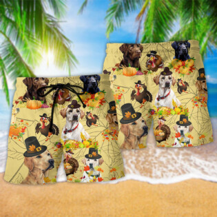 Labrador Retriever Dog Thanksgiving With Labrador Retriever - Beach Short - Owl Ohh - Owl Ohh