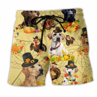 Labrador Retriever Dog Thanksgiving With Labrador Retriever - Beach Short - Owl Ohh - Owl Ohh