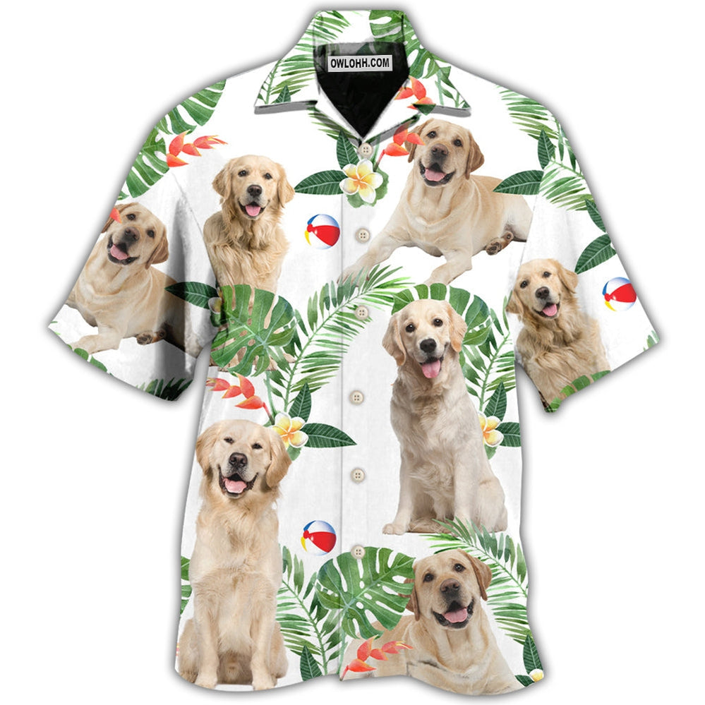Labrador Retriever Dog Tropical Leaf White Style - Hawaiian Shirt - Owl Ohh - Owl Ohh