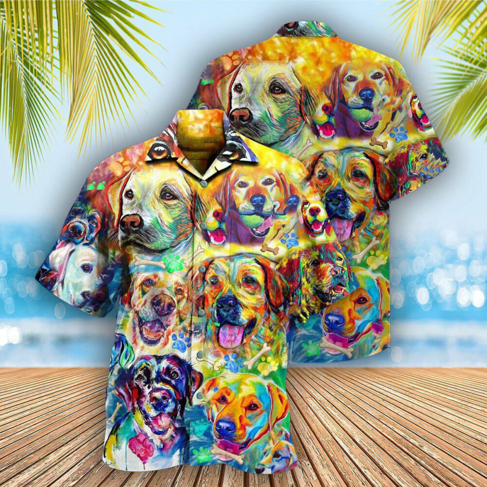 Labrador Retriever Love Is Wet Noses Slobbery Kisses Wagging Tails Colorful - Hawaiian Shirt - Owl Ohh - Owl Ohh