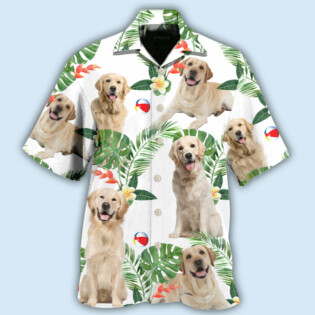Labrador Retriever Dog Tropical Leaf White Style - Hawaiian Shirt - Owl Ohh - Owl Ohh