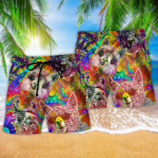 Lama Happiness Smile Color - Beach Short - Owl Ohh - Owl Ohh