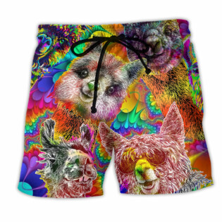 Lama Happiness Smile Color - Beach Short - Owl Ohh - Owl Ohh