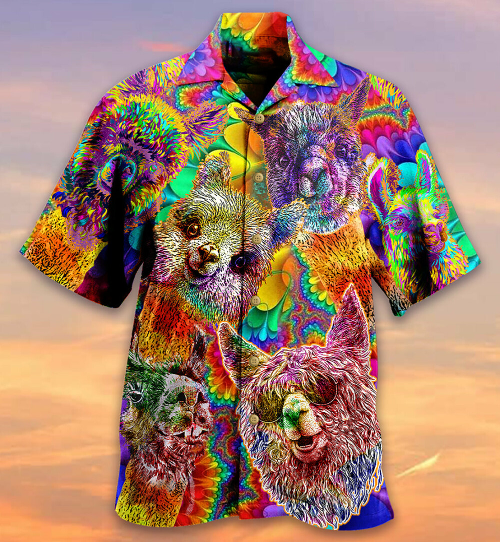 Lama Happiness Smile Mix Color - Hawaiian Shirt - Owl Ohh - Owl Ohh