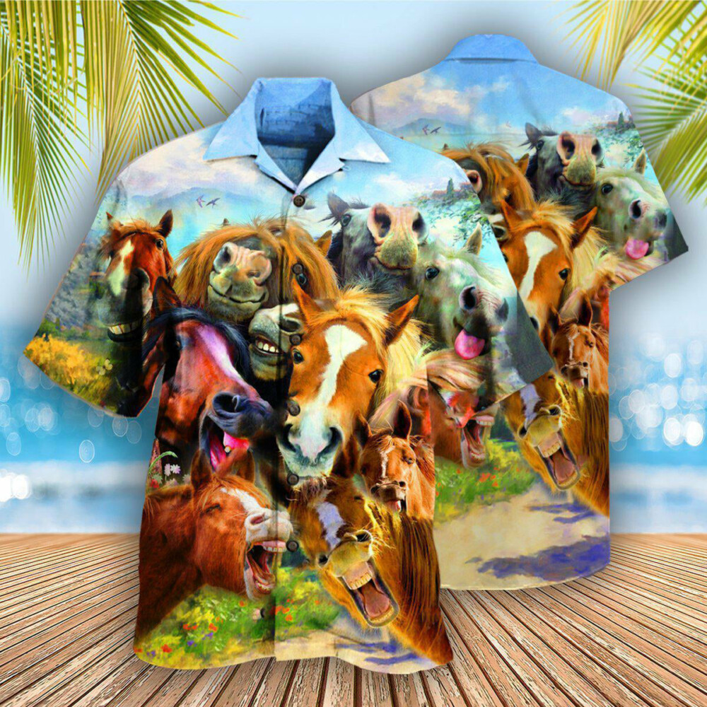 Horse Laughing Beautiful - Hawaiian Shirt - Owl Ohh - Owl Ohh