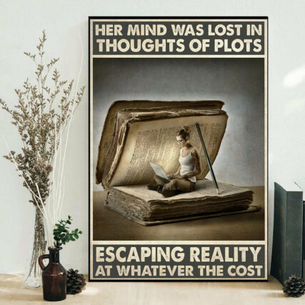 Book Lover Writer Her Mind Was Lost In Thoughts Of Plots Book - Vertical Poster - Owl Ohh - Owl Ohh