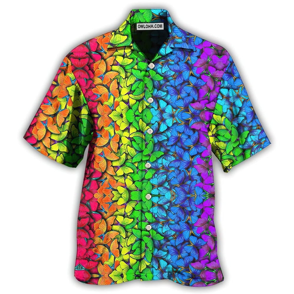 LGBT Colorful Rainbow Butterfly - Hawaiian Shirt - Owl Ohh - Owl Ohh