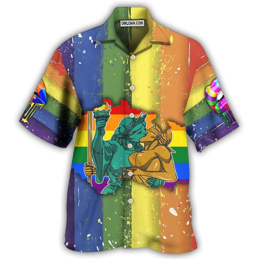 LGBT Liberty And Justice For All Cool - Hawaiian Shirt - Owl Ohh - Owl Ohh