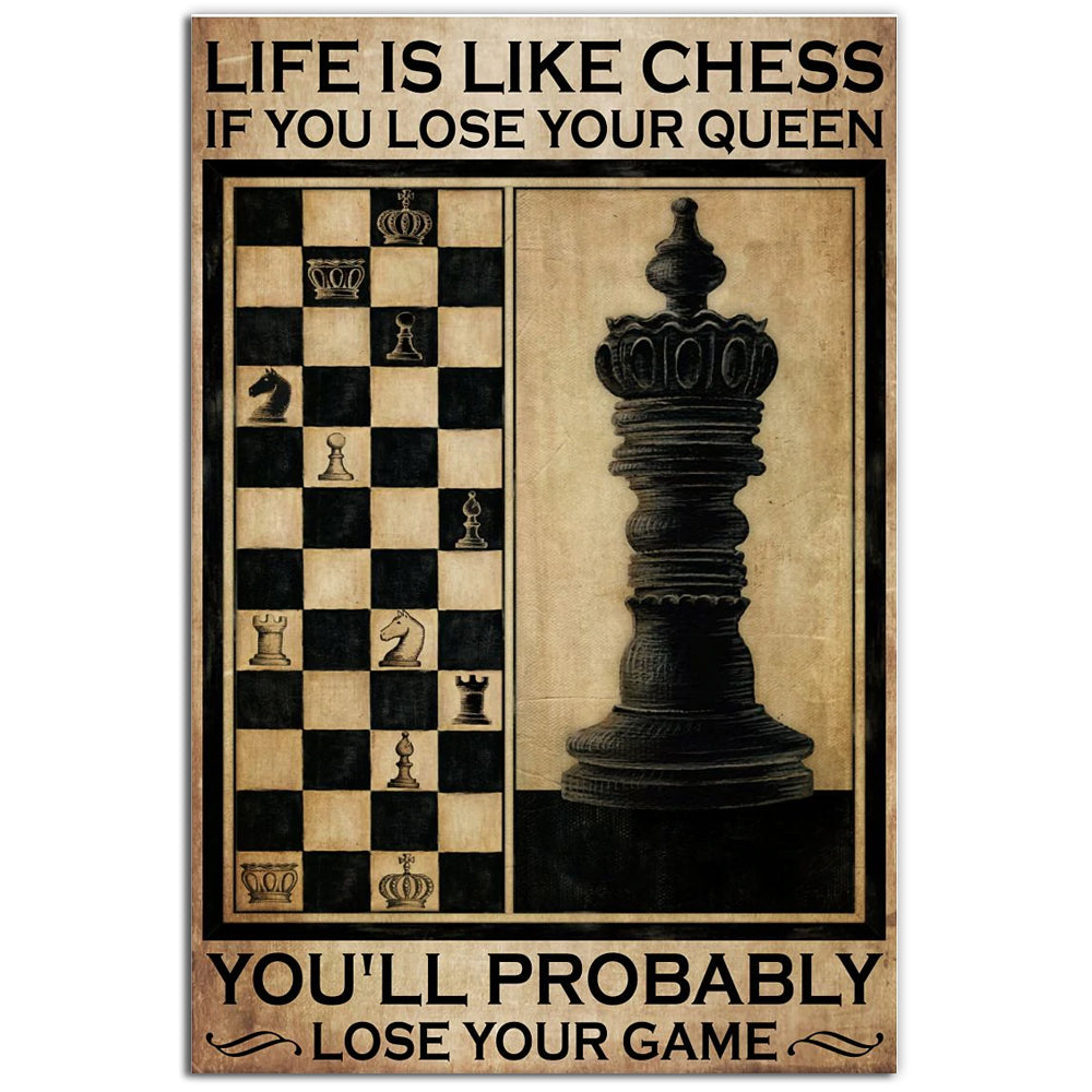 Chess Life Is Like Chess - Vertical Poster - Owl Ohh - Owl Ohh