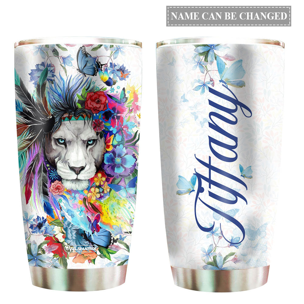 Lion Love Flowers Personalized - Tumbler - Owl Ohh - Owl Ohh