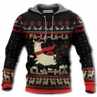 Llama Merry Christmas Funny Style - Hoodie - Owl Ohh - Owl Ohh