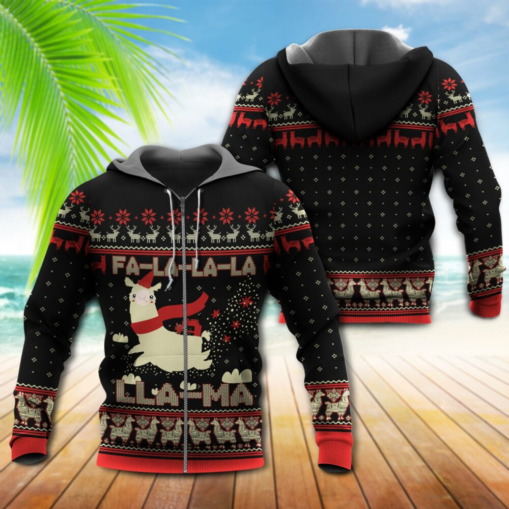 Llama Merry Christmas Funny Style - Hoodie - Owl Ohh - Owl Ohh