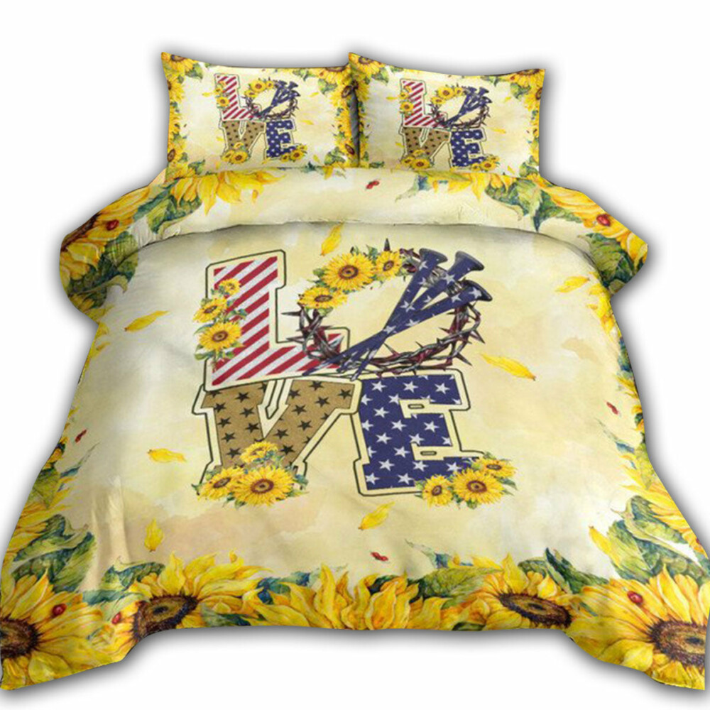 Jesus Sunflower Love Cross Sunflower - Bedding Cover - Owl Ohh - Owl Ohh