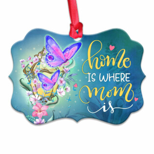 Butterfly Home Is Where Mom Is - Horizontal Ornament - Owl Ohh - Owl Ohh